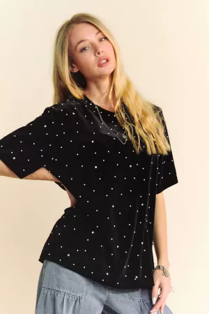 wholesale clothing pearl embellished studded loose fit oversize top davi & dani