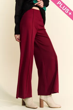 wholesale clothing plus solid high waist wide leg back pocket pants davi & dani