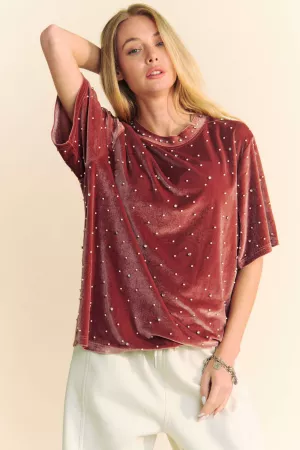 wholesale clothing pearl embellished studded loose fit oversize top davi & dani