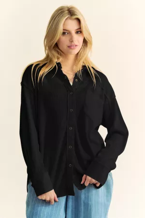 wholesale clothing garment washed textured knit button down shirt davi & dani