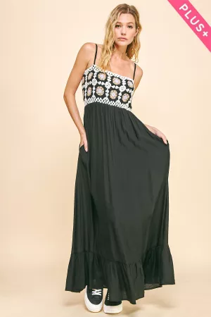 wholesale clothing plus crochet bodice textured fabric maxi dress davi & dani