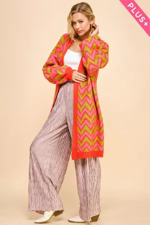 wholesale clothing plus multi color chevron zigzag longline cardigan davi & dani