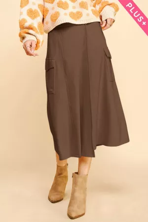 wholesale clothing plus solid wrap belted pocket cargo a line skirt davi & dani