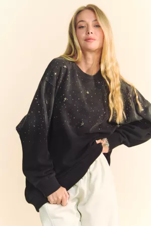 wholesale clothing scatter flat shiny star beaded long sleeve top davi & dani