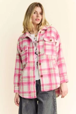 wholesale clothing multi plaid chest pocket button front jacket davi & dani