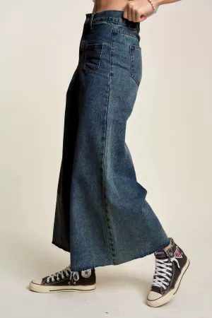 wholesale clothing patch pocket wide leg culotte denim pants jeans davi & dani