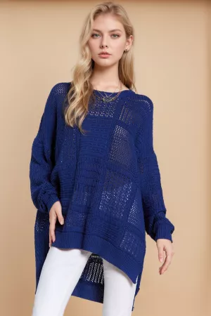 wholesale clothing knitted pointelle patchwork pullover sweater davi & dani