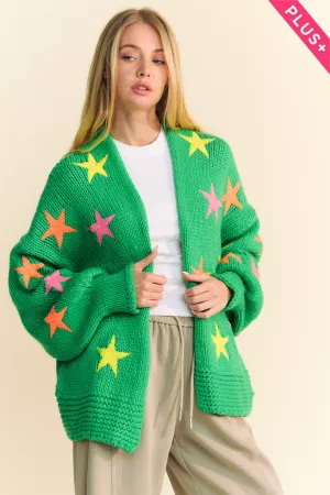 wholesale clothing plus star loose fit long sleeve knit cardigan davi & dani