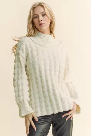 wholesale clothing cozy textured knit long sleeve mock neck sweater davi & dani