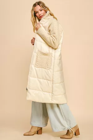 wholesale clothing solid knit patchwork patch pocket padded coat davi & dani