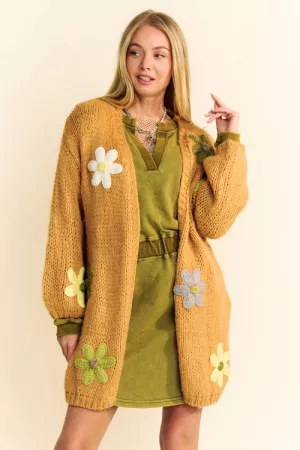 wholesale clothing multi color floral patched open knit cardigan davi & dani