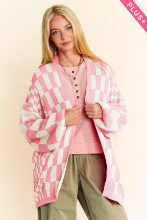 wholesale clothing plus light checkerboard cardigan sweater jacket davi & dani