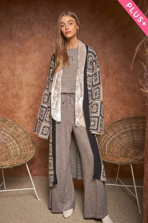 wholesale clothing plus granny square inspired open duster cardigan davi & dani