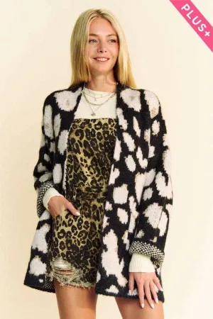 wholesale clothing plus bold leopard long sleeves open front cardigan davi & dani