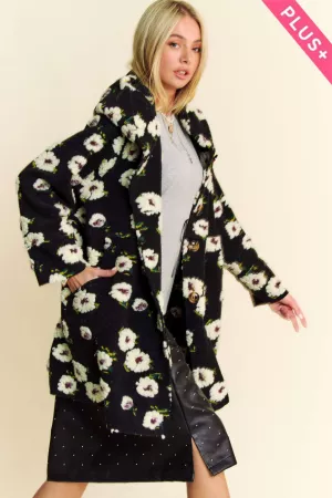 wholesale clothing plus floral chunky button front hoodie jacket davi & dani