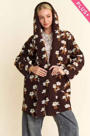 wholesale clothing plus floral chunky button front hoodie jacket davi & dani