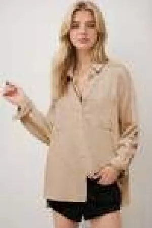 wholesale clothing solid chest pocket button down long sleeve shirt davi & dani