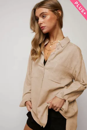 wholesale clothing plus chest pocket button down long sleeve shirt davi & dani