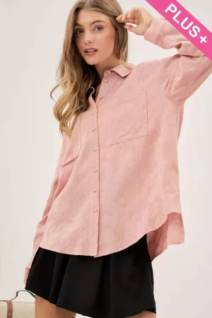 wholesale clothing plus chest pocket button down long sleeve shirt davi & dani