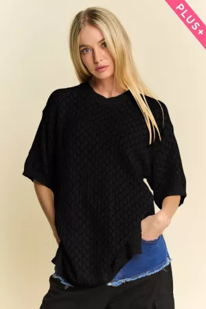 wholesale clothing plus cable open round neck tunic cover up top davi & dani