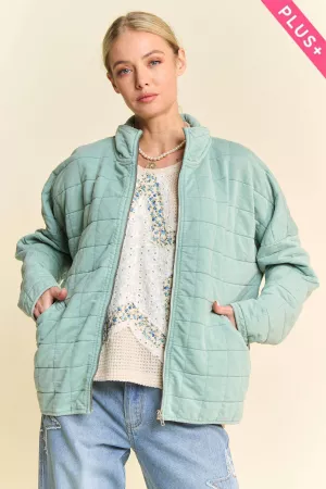 wholesale clothing plus washed soft compy quilting zip closure jacket davi & dani