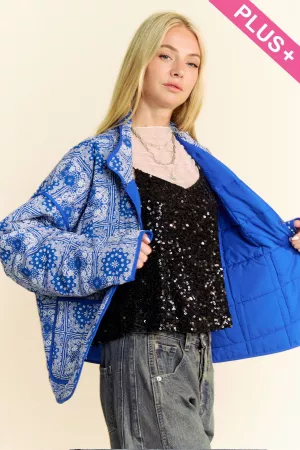 wholesale clothing plus quilted bandana high neck loose fit jacket davi & dani