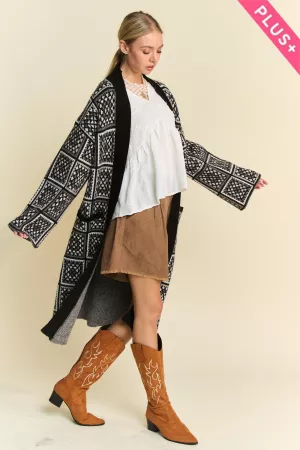 wholesale clothing plus granny square inspired open duster cardigan davi & dani