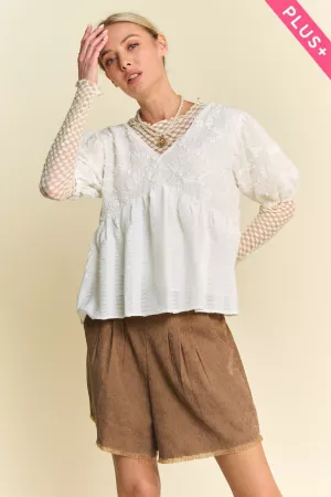 wholesale clothing plus embellished lace knit mixed blouse top davi & dani