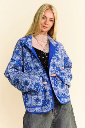 wholesale clothing quilted bandana pockets high neck loose fit jacket davi & dani