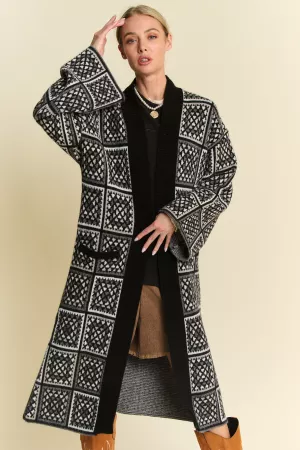 wholesale clothing granny square inspired open duster knit cardigan davi & dani