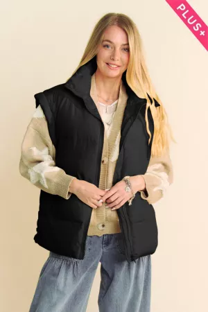 wholesale clothing plus solid sleeveless zipper puffer jacket vest davi & dani