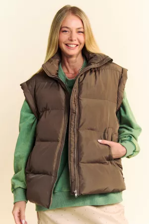 wholesale clothing solid sleeveless zipper puffer down jacket vest davi & dani