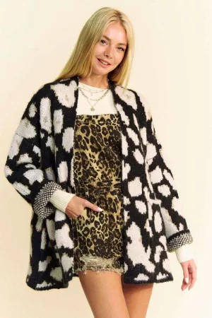 wholesale clothing bold leopard long sleeves open front cardigan davi & dani