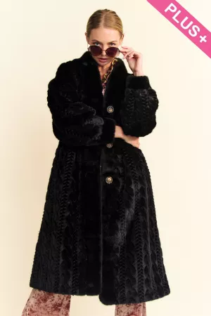 wholesale clothing plus single breasted fur rib pattern long coat davi & dani