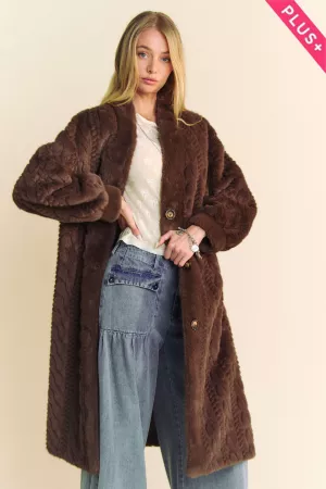 wholesale clothing plus single breasted fur rib pattern long coat davi & dani