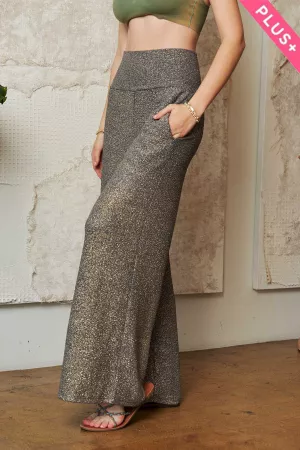 wholesale clothing plus foil wide leg textured stretch long pants davi & dani