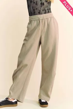 wholesale clothing plus knee pleatsed drawstring tie up sweat pants davi & dani