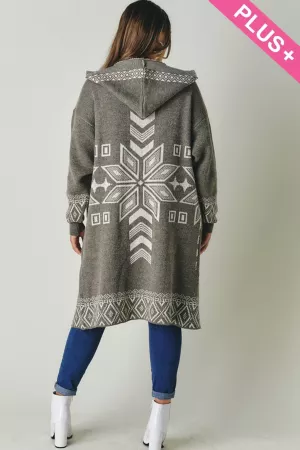 wholesale clothing plus snow printed long sleeve pockets cardigan davi & dani