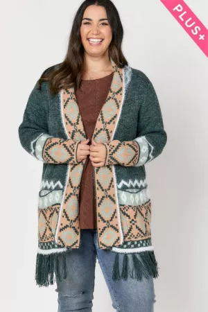 wholesale clothing plus tribal aztec long sleeve knit cardigan davi & dani