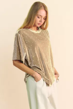 wholesale clothing pearl embellished studded loose fit oversize top davi & dani