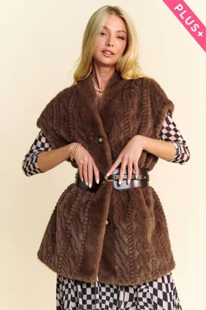 wholesale clothing plus single breasted7 button fuzzy fur vest jacket davi & dani