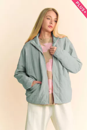 wholesale clothing plus washed soft compy quilting zip closure jacket davi & dani