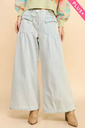 wholesale clothing plus wide opening adjustable denim pants davi & dani