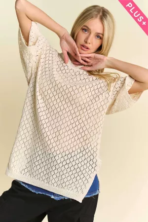 wholesale clothing plus cable open round neck tunic cover up top davi & dani