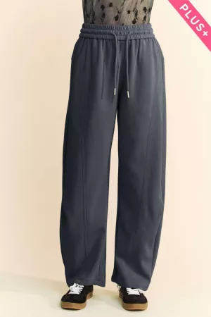 wholesale clothing plus knee pleatsed drawstring tie up sweat pants davi & dani