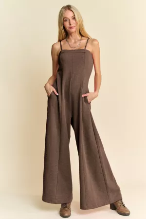 wholesale clothing solid straps tube open back wide leg jumpsuit davi & dani