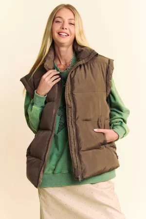 wholesale clothing solid sleeveless zipper puffer down jacket vest davi & dani