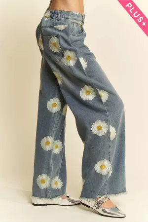 wholesale clothing plus daisy pocket wide opening denim pants jeans davi & dani