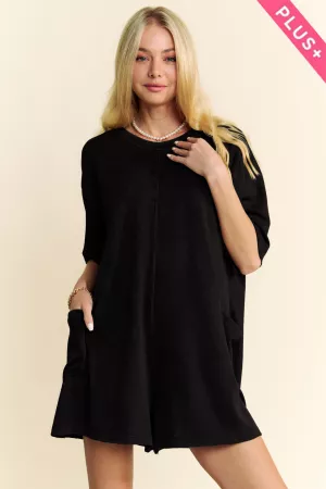 wholesale clothing plus mineral knit  v-neck  pocket cover-up romper davi & dani