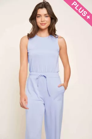 wholesale clothing plus boat neck sleeveless bodice pocket jumpsuit davi & dani